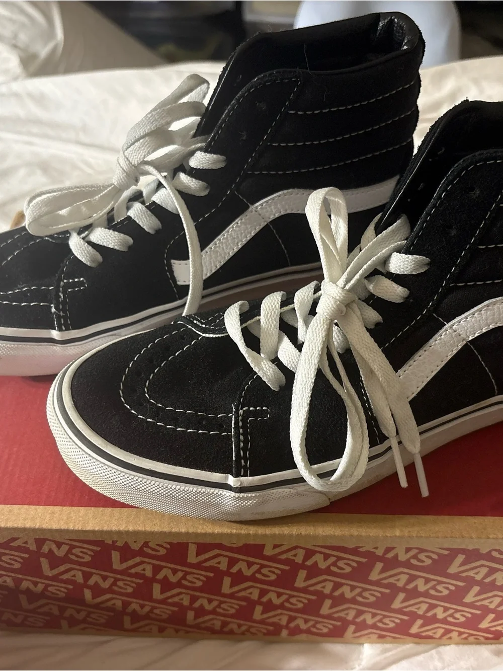 Vans Black and White High-Top Kids Sneakers